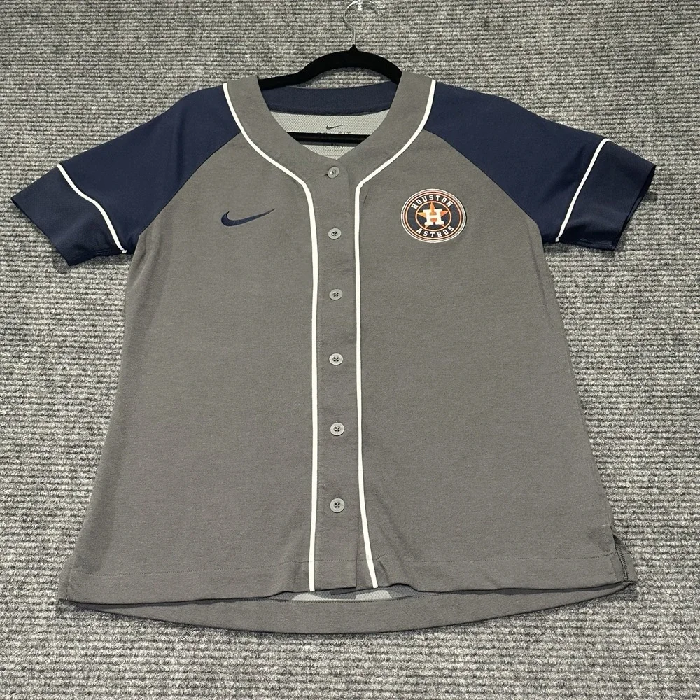 Nike Dri Fit Houston Astros Blank Ladies Gray/Navy jersey Size Medium
